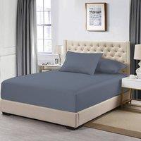 Homes-Linen 100% Egyptian Cotton 200TC Fitted Sheet 30cm Deep Pocket in Grey | Size: Single