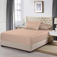 Homes-Linen 100% Egyptian Cotton 200TC Fitted Sheet 30cm Deep Pocket in Beige | Size: Single