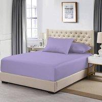 Homes-Linen 100% Egyptian Cotton 200TC Fitted Sheet 30cm Deep Pocket in Lilac | Size: Single
