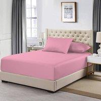 Homes-Linen 100% Egyptian Cotton 200TC Fitted Sheet 30cm Deep Pocket in Pink | Size: Single