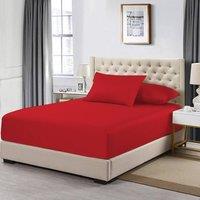 Homes-Linen 100% Egyptian Cotton 200TC Fitted Sheet 30cm Deep Pocket in Red | Size: Single