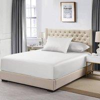 Homes-Linen 100% Egyptian Cotton 200TC Fitted Sheet 30cm Deep Pocket in White | Size: Single