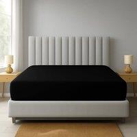 Homes-Linen Extra Deep 16/40cm Polycotton Easy Care Fitted Sheet in Black | Size: Single