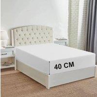 Homes-Linen 180 Thread Count 16/40cm Extra Deep Non Iron Fitted Sheet in White | Size: Super King
