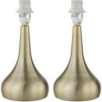 First Choice Lighting Set of 2 Romana - Antique Brass 23cm Touch Operated Table Lamp Bases in Bronze