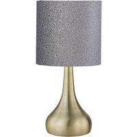 First Choice Lighting Romana - Antique Brass Touch Operated Table Lamp with Glitter Shade in Bronze