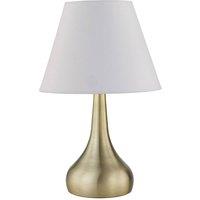 First Choice Lighting Romana - Antique Brass Touch Operated Table Lamp with Ivory Shade in Bronze