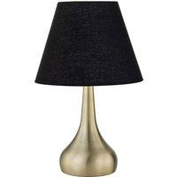 First Choice Lighting Romana - Antique Brass Touch Operated Table Lamp with Black Shade in Bronze