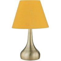 First Choice Lighting Romana - Antique Brass Touch Operated Table Lamp with Ochre Shade in Bronze