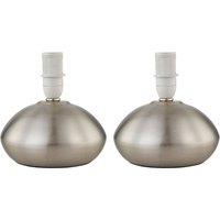 First Choice Lighting Set of 2 Jenson - Brushed Chrome 23cm Touch Table Lamp Bases in Silver