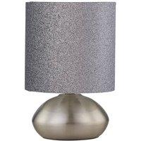First Choice Lighting Jenson - Brushed Chrome Touch Table Lamp with Glitter Shade in Silver