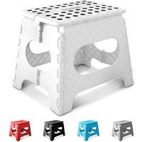 Keplin 11 Inch Heavy Duty Folding Step Stool | Non-Slip Foldable Footstool in White