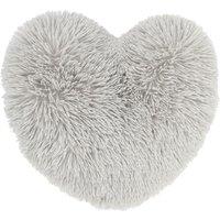 Catherine Lansfield 'Cuddly' Faux Fur Heart Cushion in Light Grey