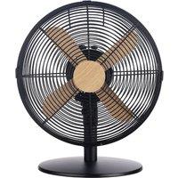 Russell Hobbs 12" Desk Fan Electric Cooling with Scandi Wood Effect RHMDF1201 in Black