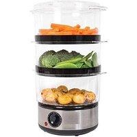 Trendi 3-Tier 6L Food Steamer with Timer & Rice Bowl in White