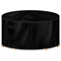 Gracious Gardens Round 190x80cm Outdoor Patio Waterproof Garden Furniture Cover, Weatherproof Table & Chair Set Protector in Black | Size: 190x80 cm
