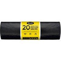 DECORE4U LTD DL 20PK Heavy Duty Refuse Sacks - Strong Large Trash Bags in Black | Size: 20 Pack
