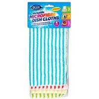 DECORE4U LTD DL 4PK Striped Microfibre Dish Cloths Soft Absorbent Kitchen Towels | Size: 4 Pack