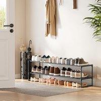 SONGMICS 2-Tier Stackable Metal Shoe Storage Rack Organiser in Black
