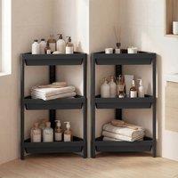 Costway 2pcs Corner Shower Caddy 3-Tier Detachable Bathroom Standing Shelf in Black