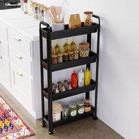 Costway 4-Tier Rolling Storage Cart Bathroom Organizer Narrow Shelving Unit in Black