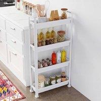 Costway 4-Tier Rolling Storage Cart Bathroom Organizer Narrow Shelving Unit in White