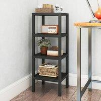 Costway 4-Tier Plastic Storage Shelf Narrow Bathroom Storage Unit Display Rack in Black