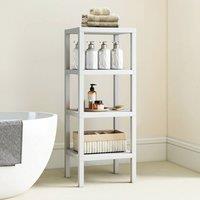 Costway 4-Tier Plastic Storage Shelf Compact Bathroom Organizer Unit in White