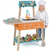 CASART Kids Play Kitchen Set Wooden Toy Kitchen Playset w/Removable Sink