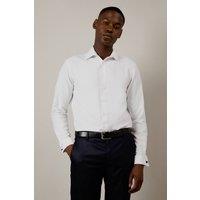 Burton Men's White Textured Double Cuff Tailored Fit Shirt | Size: 16 inches