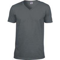 Gildan Men's Soft Style V-Neck Short Sleeve T-Shirt in Charcoal | Size: Small