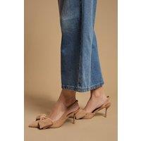 Oasis Women's Rose Faux Suede Bow Detail High Stillo Heeled Slingback Court Shoes in Beige | Size: 7