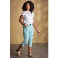 Klass. Women's Striped Cropped Trousers in Aqua | Size: 14
