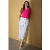Klass. Women's Wide Leg Cropped Linen Blend Trousers in White | Size: 20