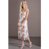 Klass. Women's Pleated Lace Printed Dress in Ivory | Size: XL