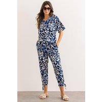 Klass. Women's Printed Tie Hem Crop Trousers in Black | Size: 22