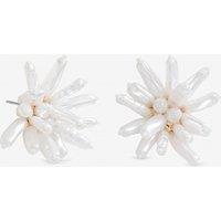 Mood Women's Statement Pearl Floral Earrings in Cool White