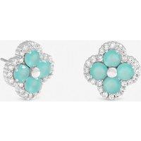 Jon Richard Women's Silver Plated & Blue Clover Stud Earrings