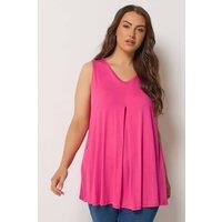 Yours Women's Pleat Front Vest Top in Bright Pink | Size: 20