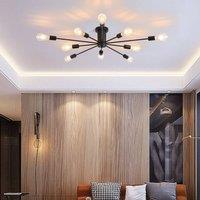 NIVOR 10-Light Sputnik Black Chandelier Industrial Flush Mount Ceiling Light
