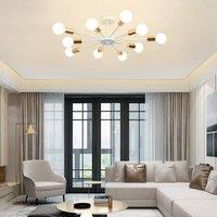 NIVOR 10 light Industrial Chandelier Mid Century Flush Mount Ceiling Light in White