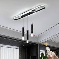 NIVOR 3-Light Dimmable LED Ceiling Chandelier with Remote 62W Black Pendant