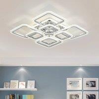 NIVOR Dimmable Led Ceiling Light 8 Rectangle Flush Mount Chrome Chandelier in Clear