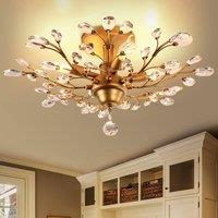 NIVOR 4-Light Vintage Crystal Chandeliers Ceiling Lights Pendant Light Gold in Metallic Gold