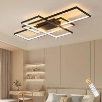 NIVOR 50W Dimmable Led Ceiling Light with Remote 3 Square Black Chandelier