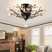 NIVOR 4 Lights Vintage K9 Black Crystal Chandeliers Ceiling Light Pendant