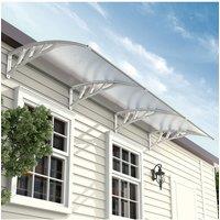 Living and Home 106x39 Window Door Awning Canopy w/ Plastic Cover & Aluminum Brackets for Porch, Patio, Deck, Protect Against Light, Rain and Snow