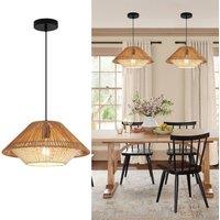 NIVOR 1-Light Natural Rattan Pendant Light E27 Boho Chandelier Adjustable in Light Brown