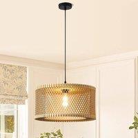 Garwarm 1 - Light Farmhouse Boho Wooden Caged Pendant Light in Natural
