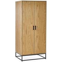 Cheshire Ashford Light Oak Effect 2 Door Wardrobe in Light Oak Effect & Black